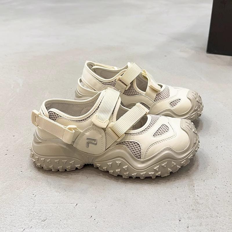 

Mary Jane niche retro ugly cute girl summer new versatile Velcro thick-soled hollow sports sandals 40 абрикосовий