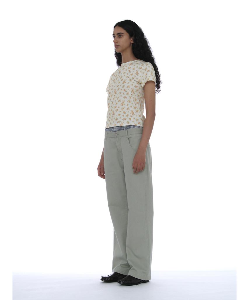 PARTIMENTO WOMEN Floral Printed Short Sleeve Tee_Cream