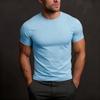 T-shirt da uomo a maniche corte, tinta unita, casual, con scollo rotondo, ideale per la primavera e l'estate.