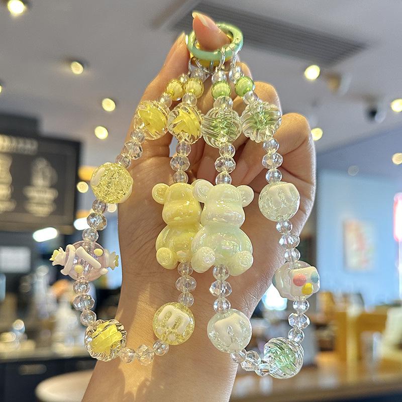 Little Bear Cartoon Beaded Phone Chain & Couple Bag Charm - Lovely Ornament for Phone and Earphone Cases