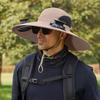 Cappello da Sole da Uomo con Design a Ventola a Doppia Alimentazione Vento a Tre Velocità Regolabile Cappello da Pesca a Tesa Larga Cappello da Pesca Cappello da Trekking