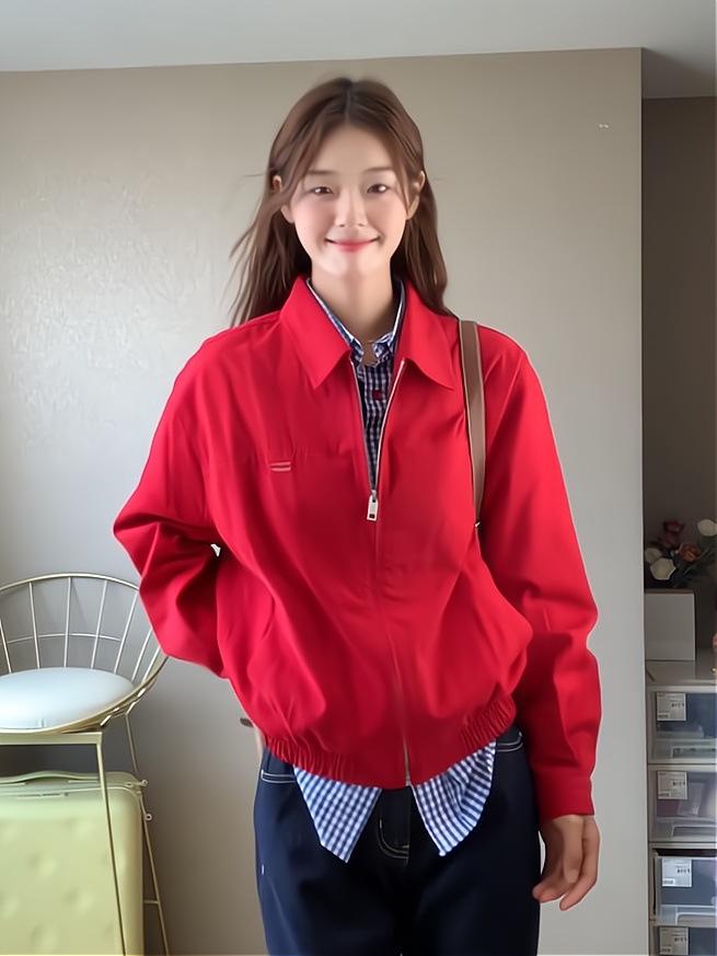 Women s Early Autumn Retro Red Lapel Workwear Jacket (2025 Design) Small