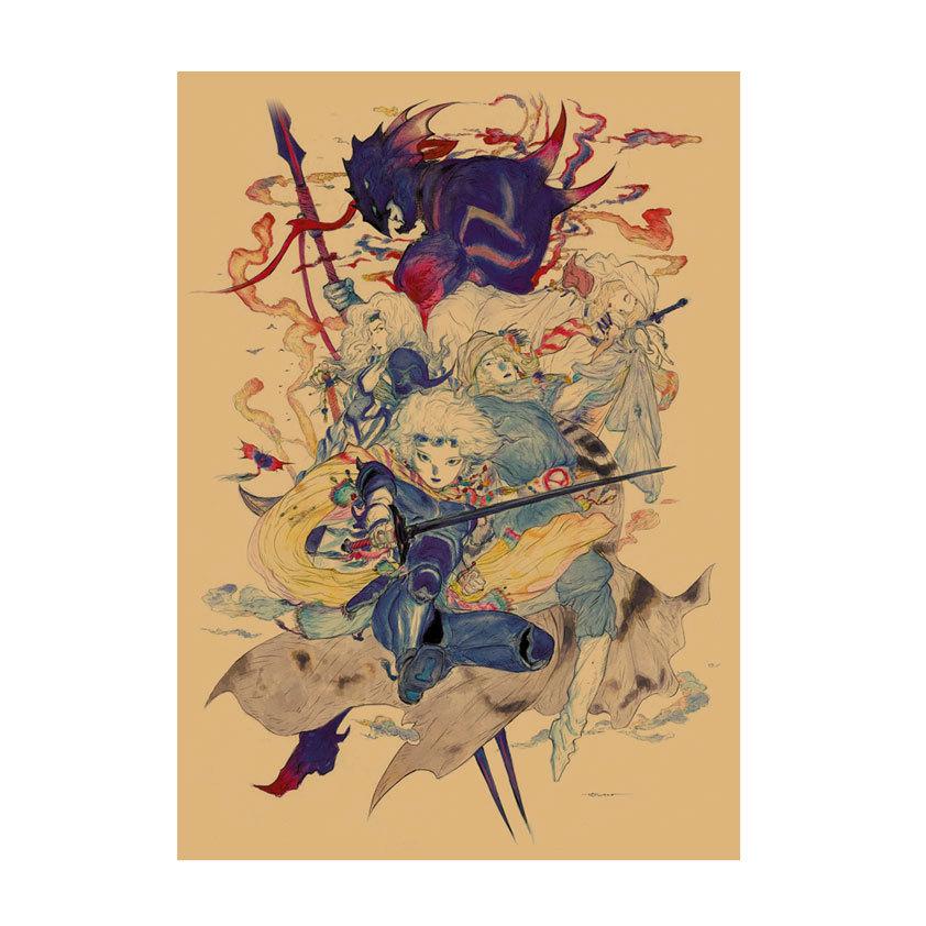 Yoshitaka Amano Retro Japanese Illustration Poster for Bar & Restaurant Wall Decor