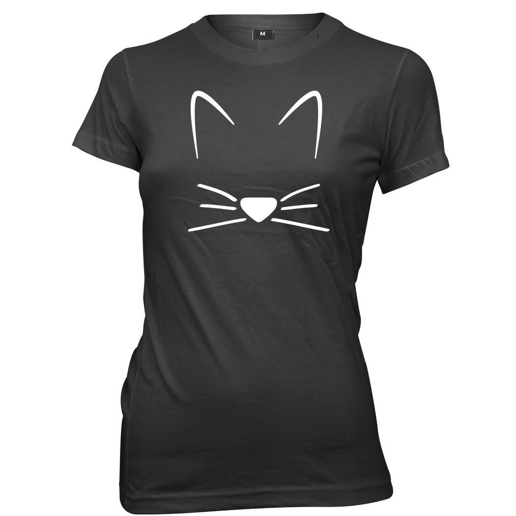 Meow Cat Kitten Whiskers Womens Ladies Funny T-Shirt S