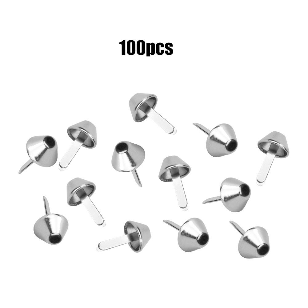100Pcs Flat Feet Stud Iron Silver Iron Mushroom Type DIY Handbag Leather Craft Accessories