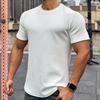American Style Men's Summer Short Sleeve Slim Fit Fitness Top Solid Crew Neck Training T-shirt