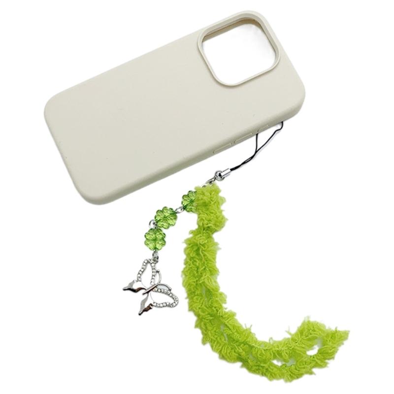 Sweet Heart Butterfly Bead Phone Charm Straps Car Key Hangings Pendants Fashion Bag Decoration Lanyard Purse Accessories