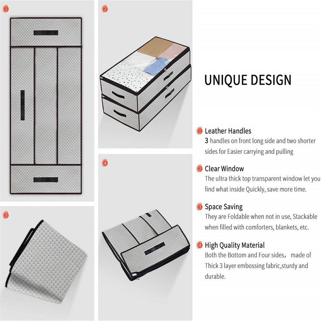 2 x praktische Aufbewahrungstasche, robuste Unterbett-Aufbewahrungsbox für Steppdecken