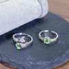 Small Fresh Color Treasure Olive Green Fish Tail Inlaid Zir*****Pen Ring Light Luxury Niche Design Stacked Ring Woman