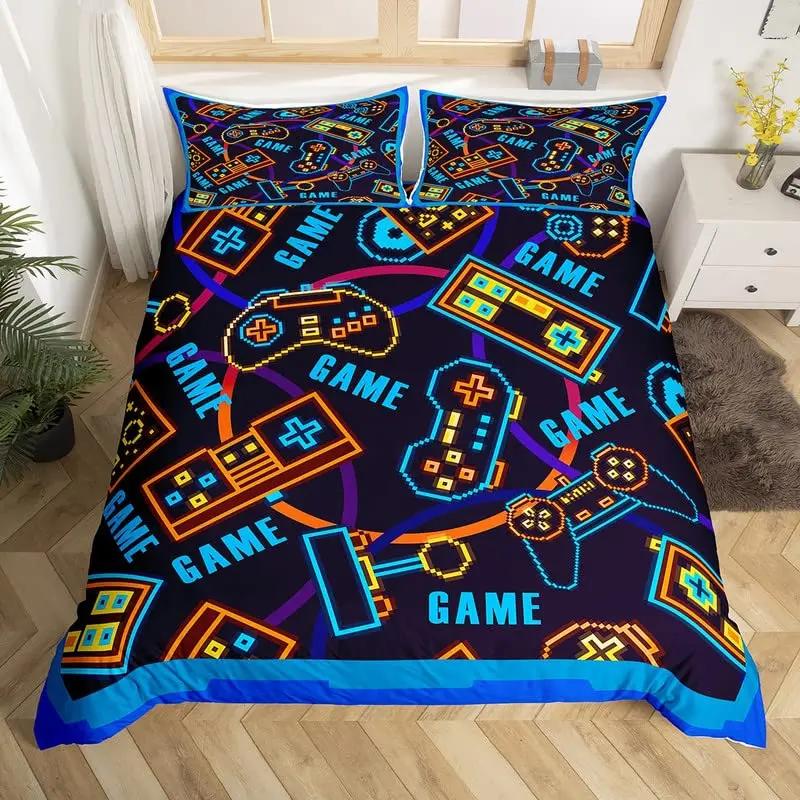 Comforter Boys Gaming King Queen Video Games Gamepad Bedding Set Cool Gamepad Theme Comforter Teens Gamer