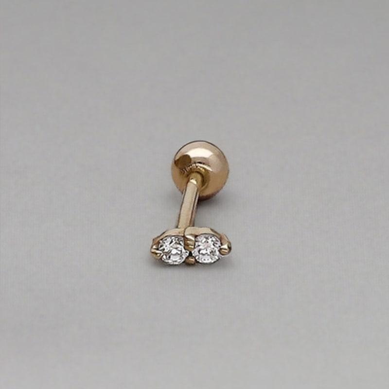 

youngglow 14k mini double cubic piercing White Gold (Single) (5,000 won)