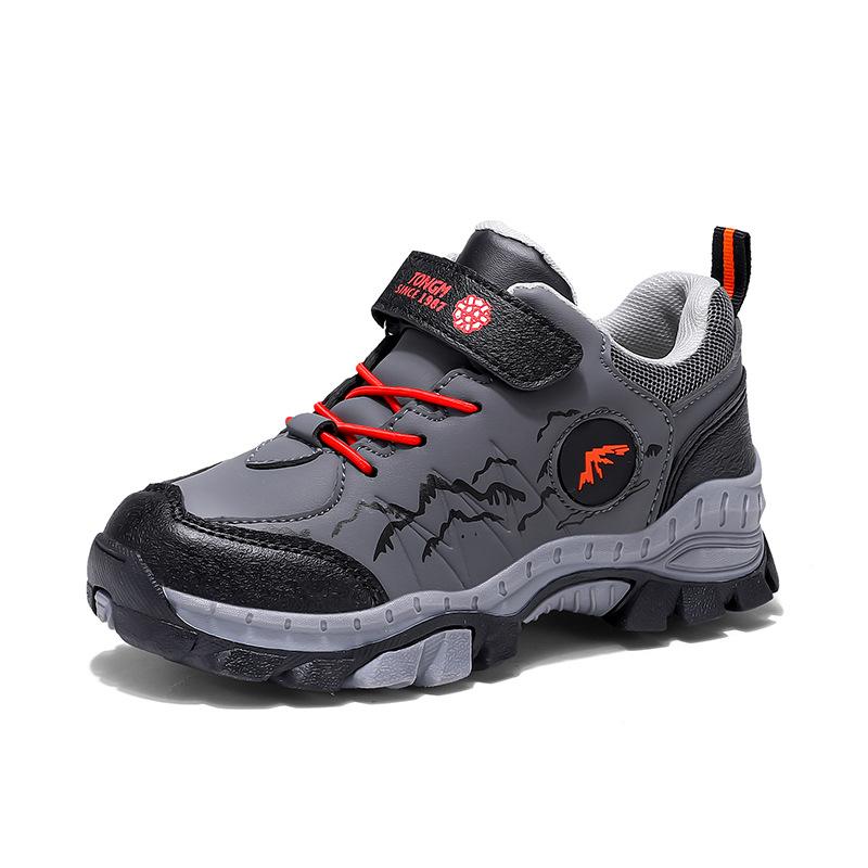 113 Children's Mountaineering Shoes Autumn and Winter Low-top Leather Sneakers Hiking Off-road Shoes Boys Elementary School Students Middle Sch