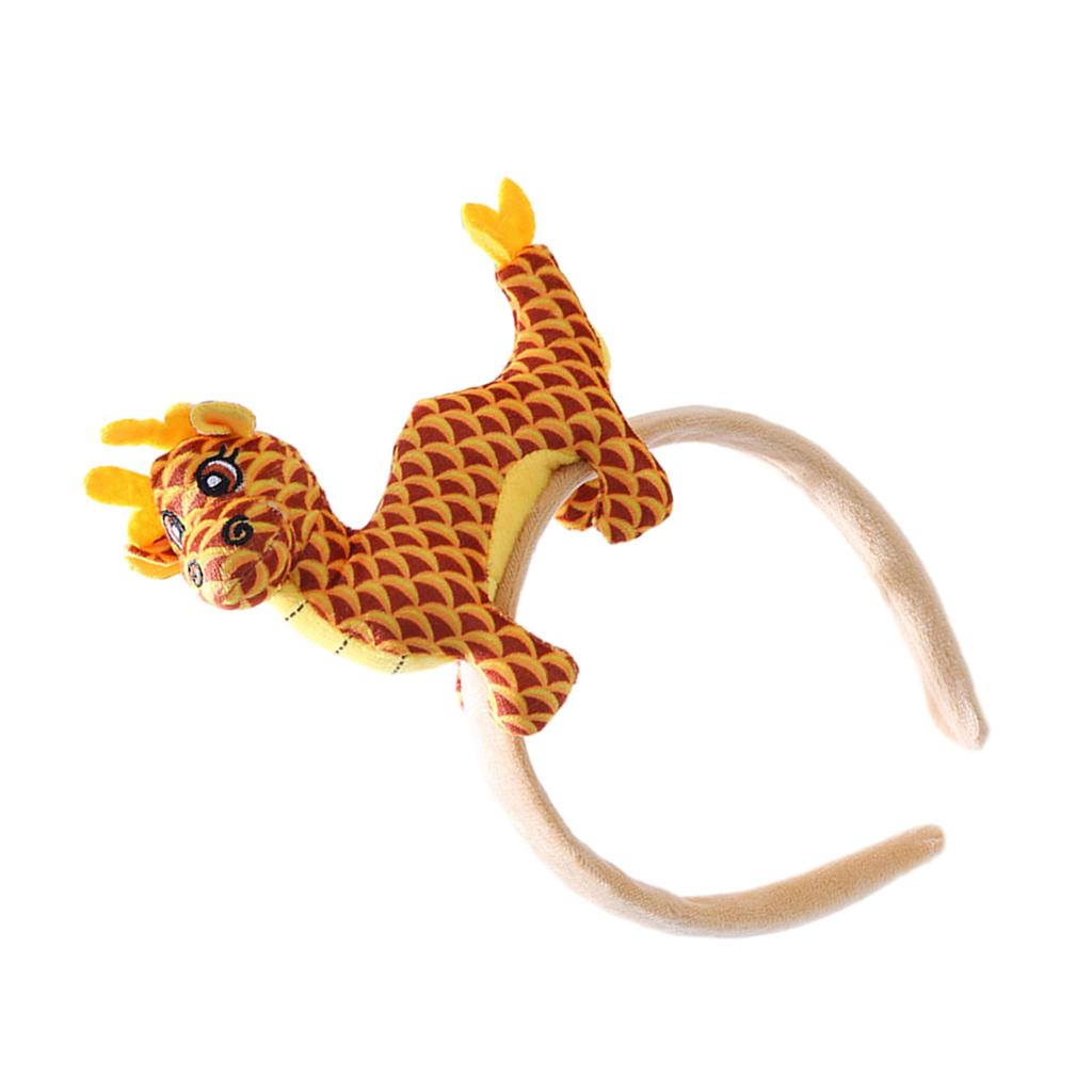 Cartoon Stuffed Dragon Shape Hairband Photography Hair Holder New Year Party Headband for Girls Women Multiple Color