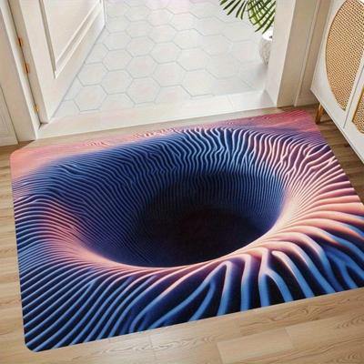 3D Optical Illusion Rug Floor Mat with Realistic Hole Pattern Test And Play with Pet Non-Slip