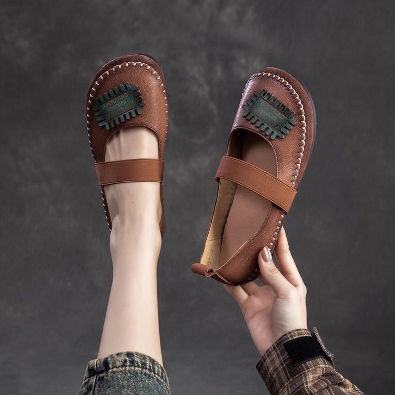 Fashion GKTINOO Spring Ladies Genuine Leather Handmade Shoes Women Hook &Loop Flat Shoes Women 2024 Autumn Soft Loafers Flats