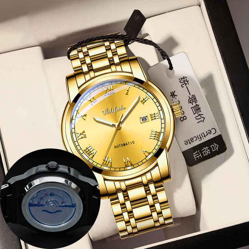 Ailifeida Men's Quartz Watch: Hollow Design, TikTok Streaming, Waterproof, Business Style, Calendar Feature.