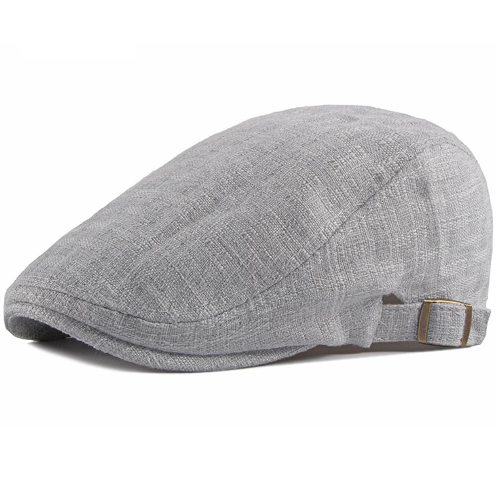 

HT4737 Mens Berets Women Spring Summer Breathable Linen Beret Cap Artist Painter Beret Hat Male Female Adjustable Ivy Flat Caps 55-60cm Adjustable світло-сірого кольору