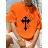 Men's Cross Printed Tee Multiple Color O-neck Short Sleeve T-shirt Clothes for Man