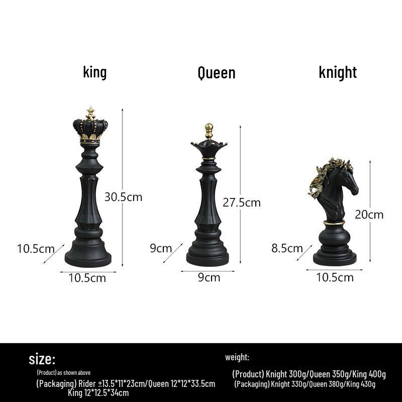 Międzynarodowy Zestaw Figur Szachowych: Król, Królowa, Figury Skoczków do Domu, na Okno, do Dekoracji Szafki na Wino