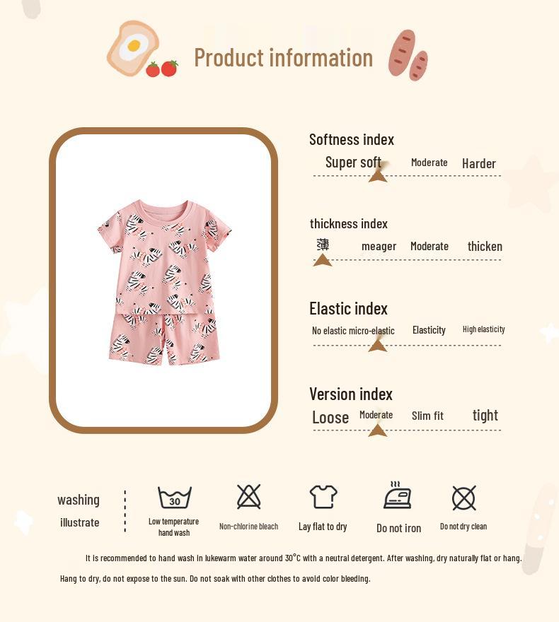 Malwee Girls' Summer Pajama Set: European & American Style, Short Sleeve Top with Elastic Waist Pants
