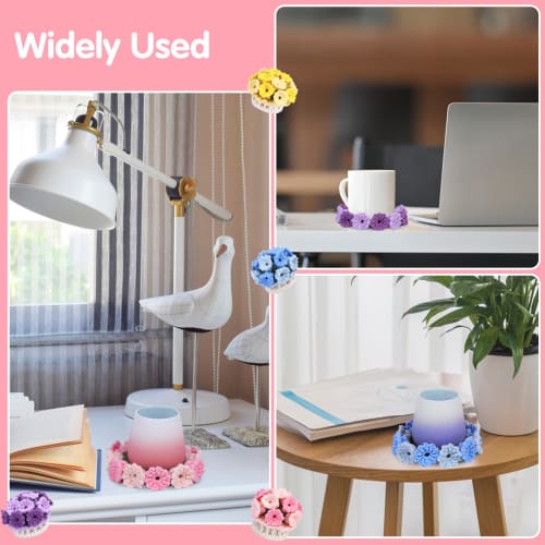 Beginner Crochet Kit, 4-Piece Coaster Plant Pot Crochet Kit, Crochet Starter Kit with Crochet Hooks and Yarn, Easy Video Tutorial for Office, Coffee T