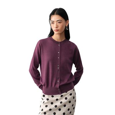 Grüner Gürtel Damen Rundhals Merinowolle Mischung Strickjacke