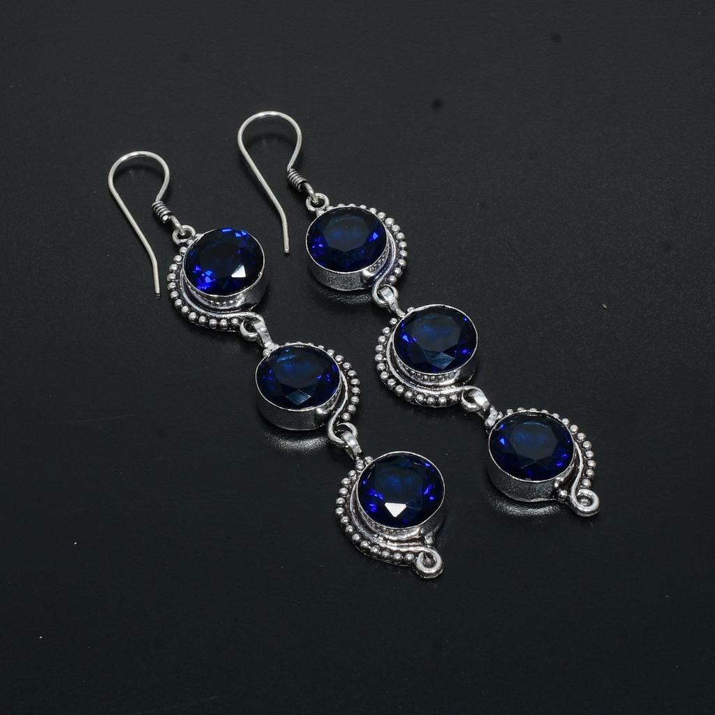 London Blue Topaz Gemstone Handmade 925 Sterling Silver Jewelry Earring London Topaz Earring For Women Jewelry For Gifts Handcrafted Jewelry Earring