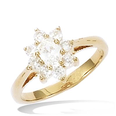 Gold Plated Ring 'Victorina' Golden White - 10x9 Mm