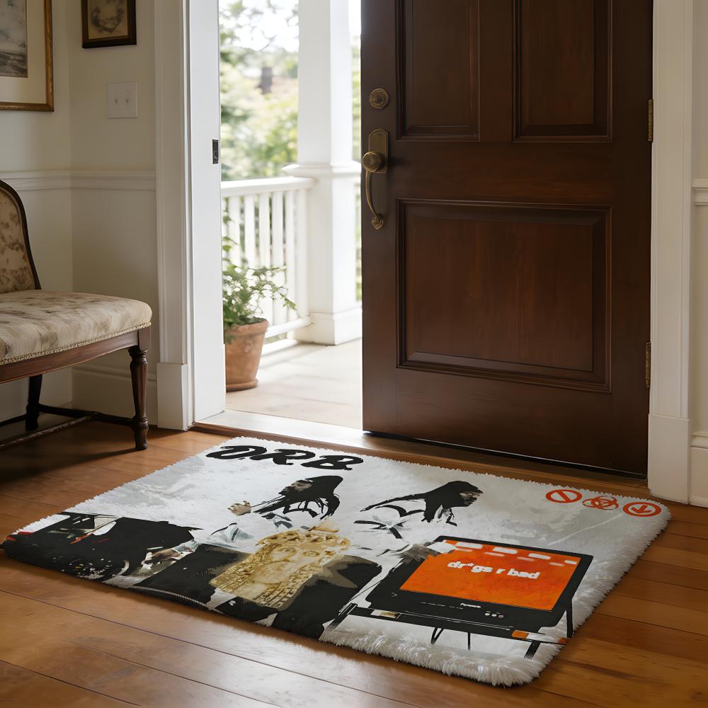Rapper WWAKE UP LUCKI Floor Mat Soft Flannel Absorbent Mat Non-Slip Rug Home Bedroom Bathroom