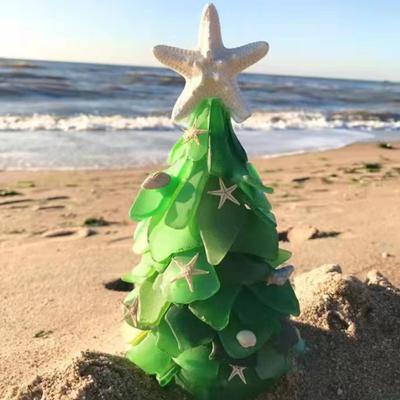 12/15/20 cm Seaglass juletredekorasjon Blågrønt Havglass Sjøstjerneskall Havtema