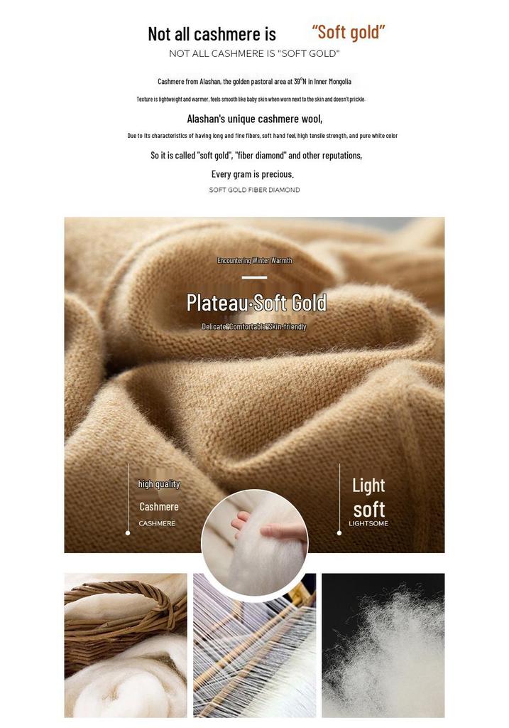 Suéter Masculino de Cashmere de Gola Alta com Fio Duplo - Grosso, Manga Longa, Tamanho Grande, Tricô de Cor Pura