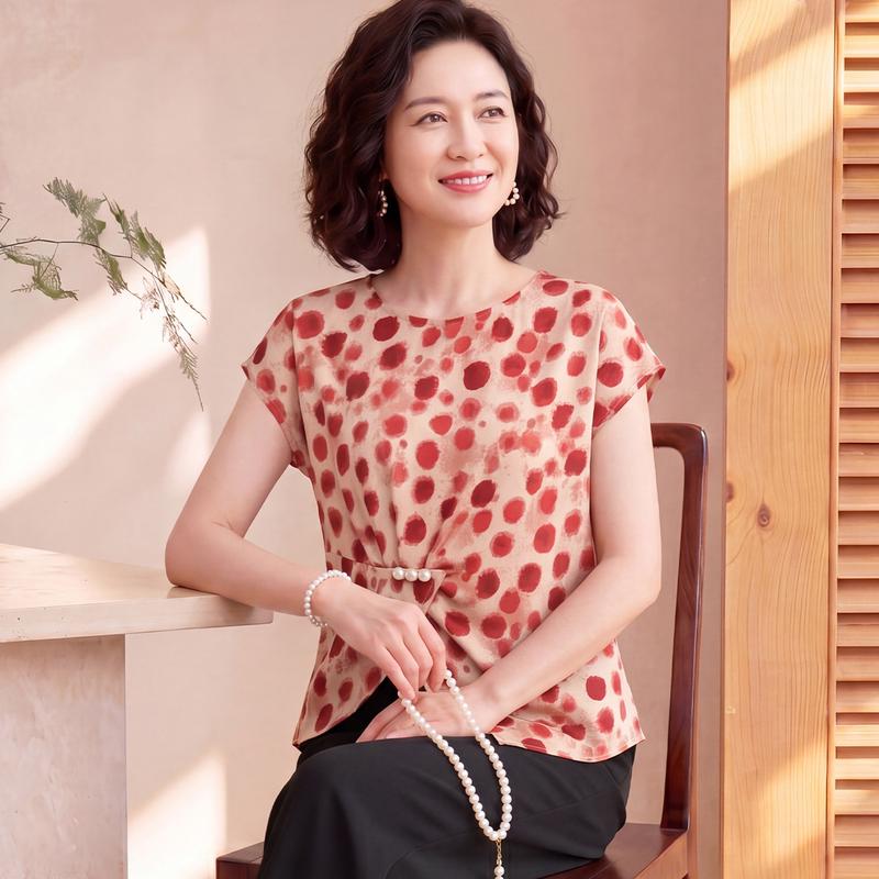 Women s Summer Polka Dot Shirt Set 4XL