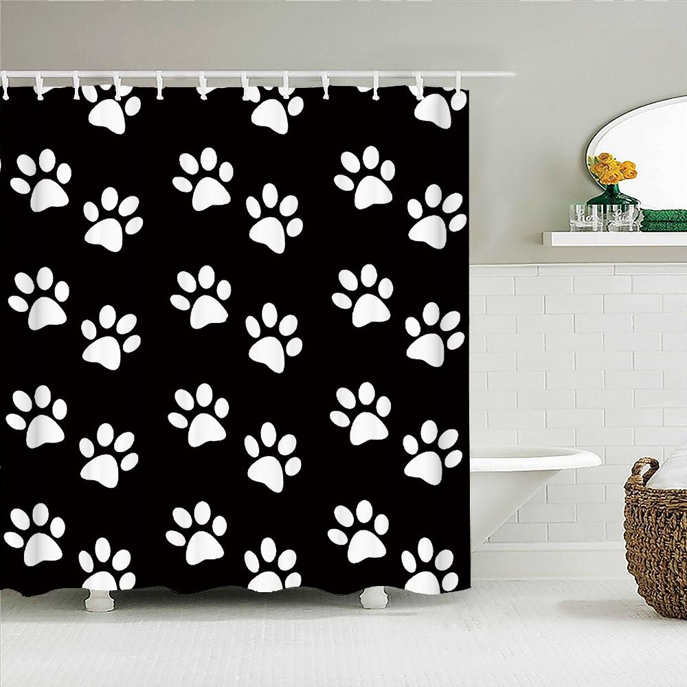 Cat Printed Shower Curtain Cartoon Animal Bath Curtains Bathroom For Bathtub Bathing Cover Shower Curtains with 12 Pcs Hooks