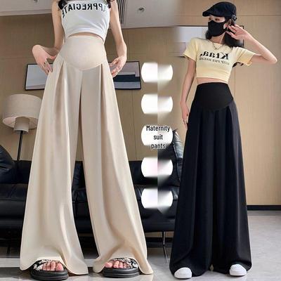 2026 Classic Wide-Leg Maternity Palazzo Pants - Summer Fashion, Floor-Length, Thin, Casual Suit Style