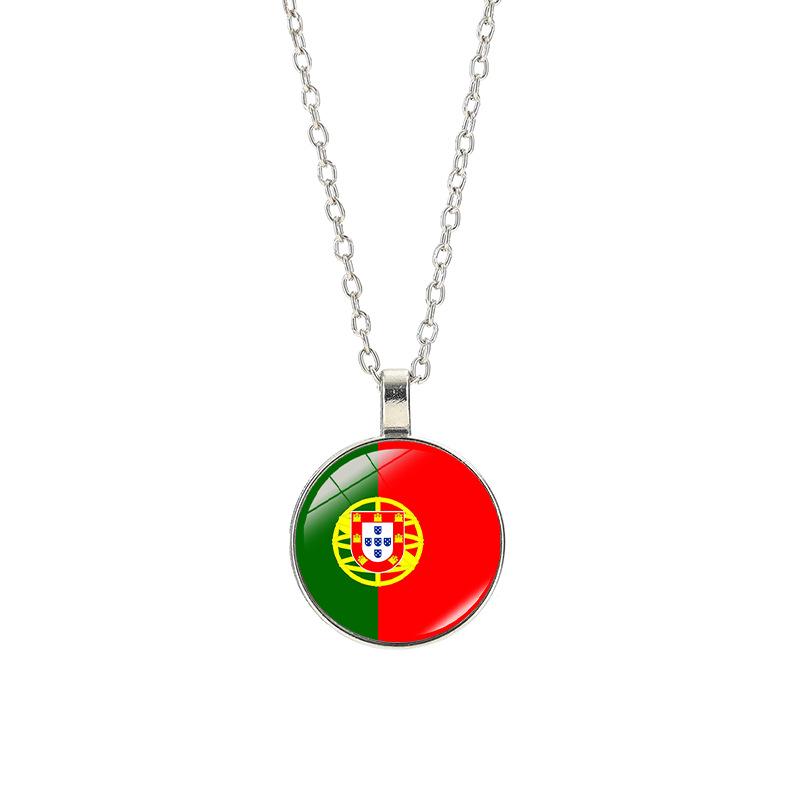 World Cup Top 32 National Flag Necklace - Football Pendant for Men & Women