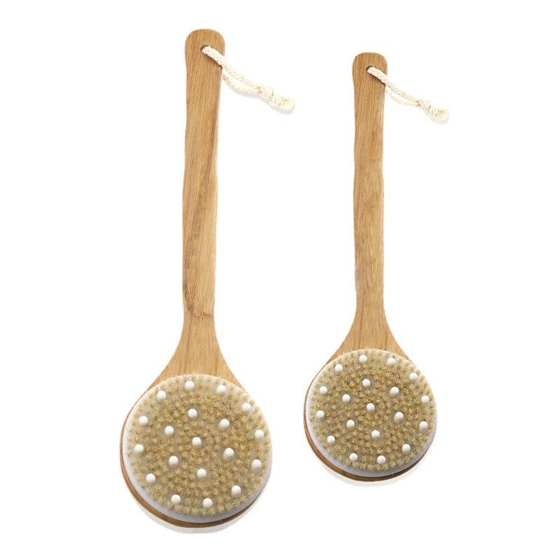 Nanzhu Curved Handle Bath Brush, Non-slip Long Handle PPR Soft Bead Massage Bath Brush, Boiled Bristle Hair Home Brush