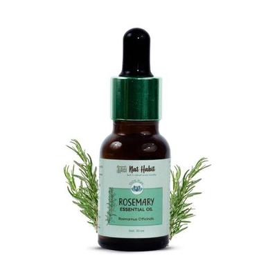 Nat Habit Pure Parou destilovaný esenciální olej z rozmarýnu pro růst vlasů, akné a šedivé vlasy, 100% přírodní a terapeutický stupeň - 30 ml