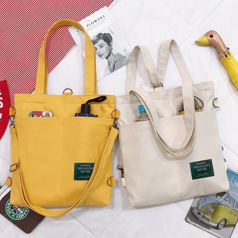 Ins Multi-purpose Women's Korean Version Shoulder Canvas Bag, Fashion and Art Messenger Tote Bag, Backpack, Make-up Lesson Canvas Bag