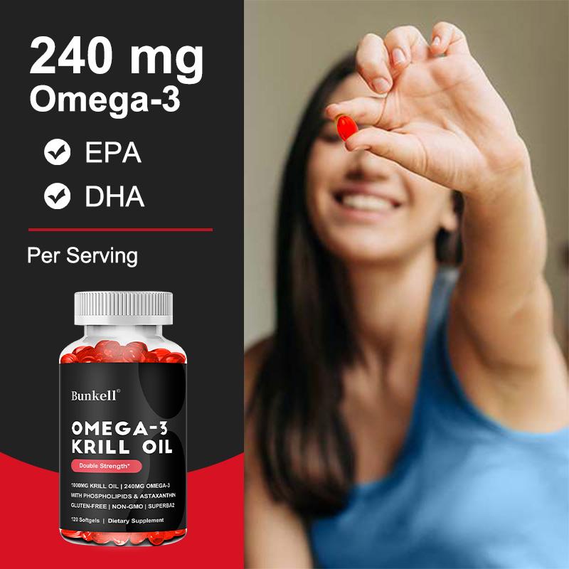 Omega-3 Krillöl Doppelstärke Nahrungsergänzungsmittel, 120 Weichkapseln pro Flasche