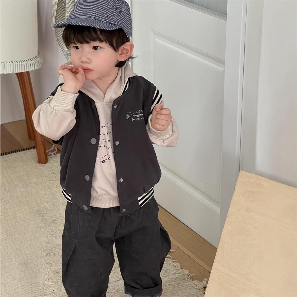 Korean Style Baby Boy Autumn Outfit Set: Hooded Vest & Sweatshirt Casual Wear (2025 New Arrival)