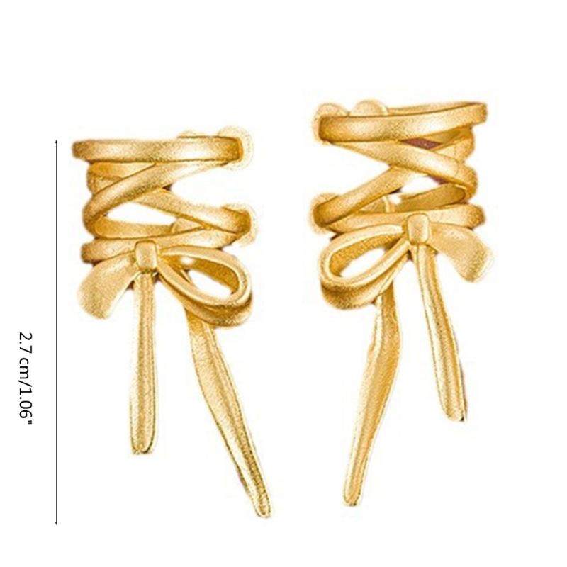 Exquisite Bowknot Ear Cuffs Clip Earrings for Women Fashion Nonpiercing Ear Jewelry Metal Material Ear Clip for Daily