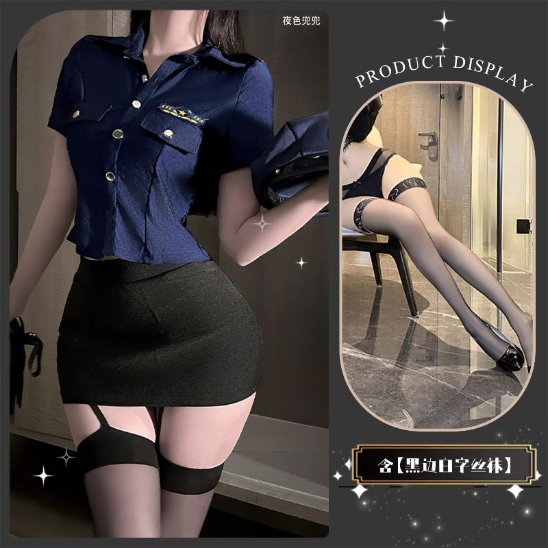 Sex Underwear Sex Police Uniform Cosplay Uniform Hot Nightclub Bar Uniform Hollow Buttocks Skirt Women