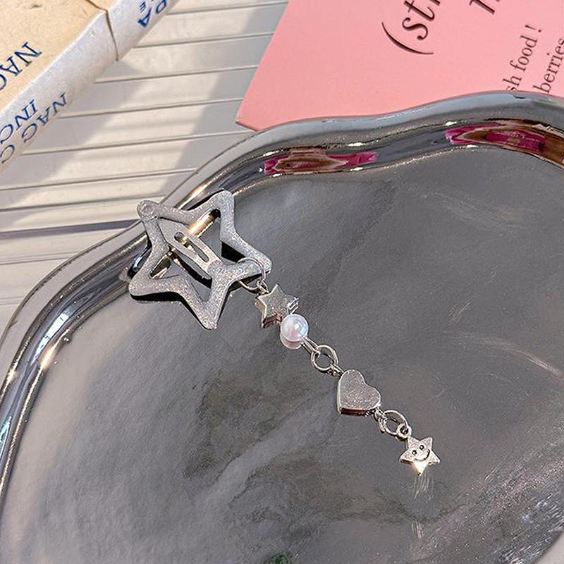 Sweet Cute Star Fringe Pendent Hair Clip Hairpin Colorful Pentagram Bb Clips Barrettes For Girls Dopamine Y2K Hair Accessories