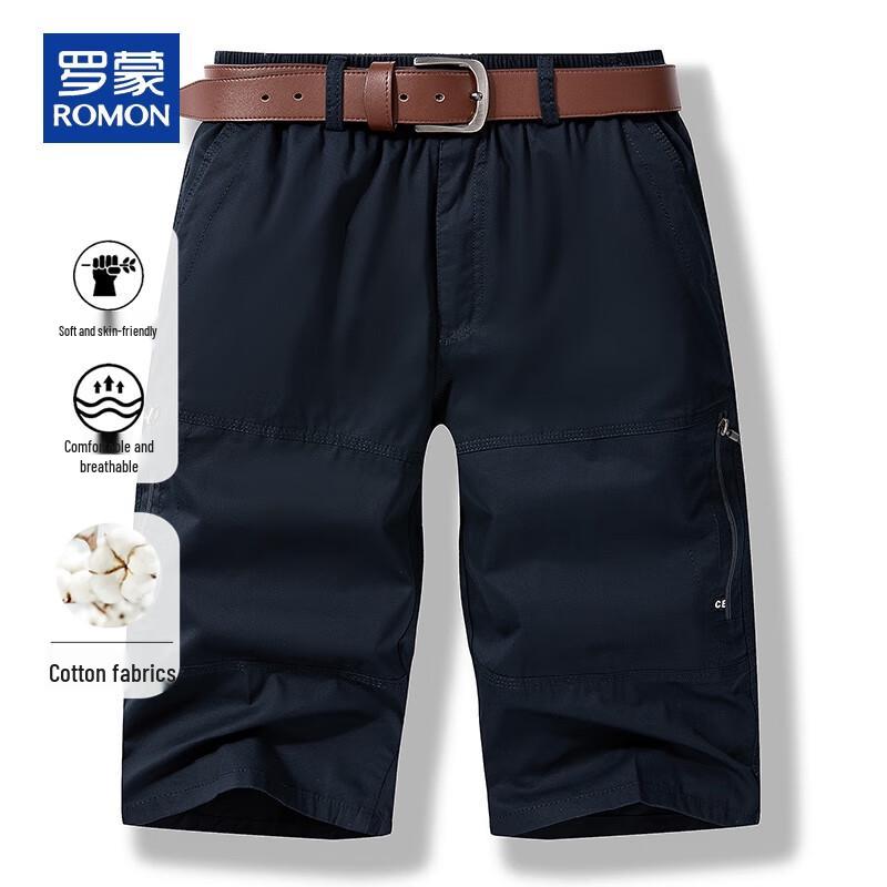 

ROMON Men s Summer Pure Cotton Capri Shorts 5XL