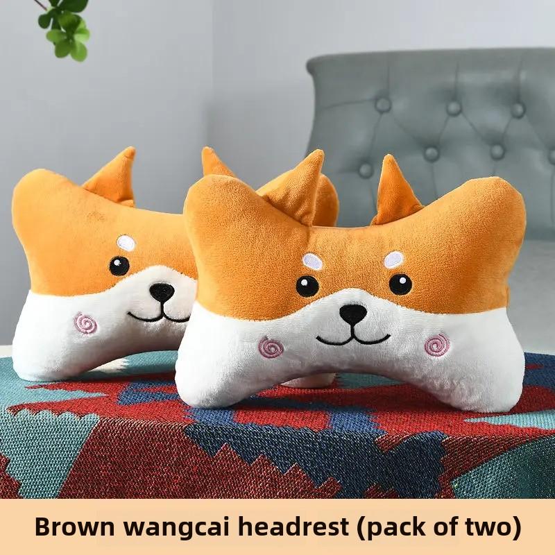 Updated Cartoon Headrest Pillow Charming Headrest Plush Cartoon Animal Car Lumbar Support Pillow Creative Car Neck Pillow Accessories