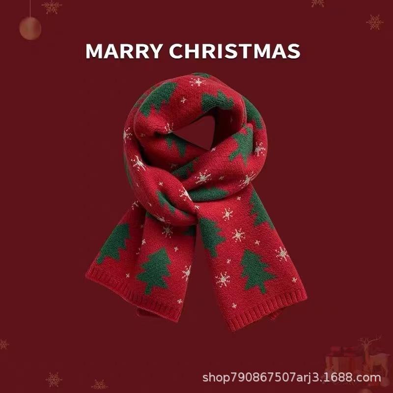 China Red Destiny Women's Scarf Red Versatile Christmas Scarf Winter Knitted Scarf New Year's Scarf