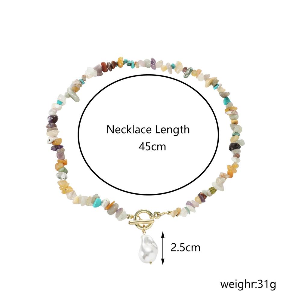 European & American Bohemian Colored Gravel Natural Stone Necklace for Women - Summer Jewelry