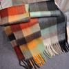 Cashmere Shawls In Autumn and Winter Fashion Colored Chequered Scarf Warms Students Men and Women Thicker Tassel Plaid Scarves