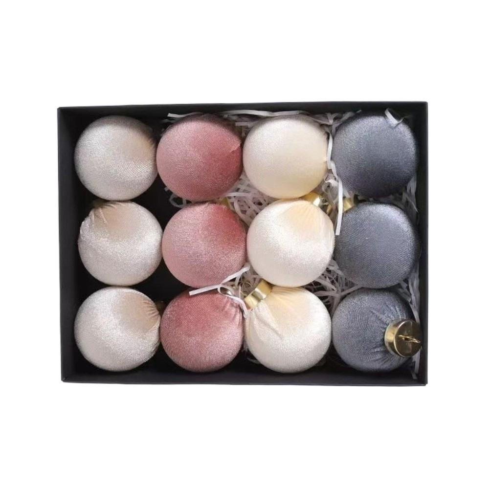 12pcs/SET Velvet Velvet Christmas Balls Set 6cm Christmas Tree Ornaments  Party Supplies