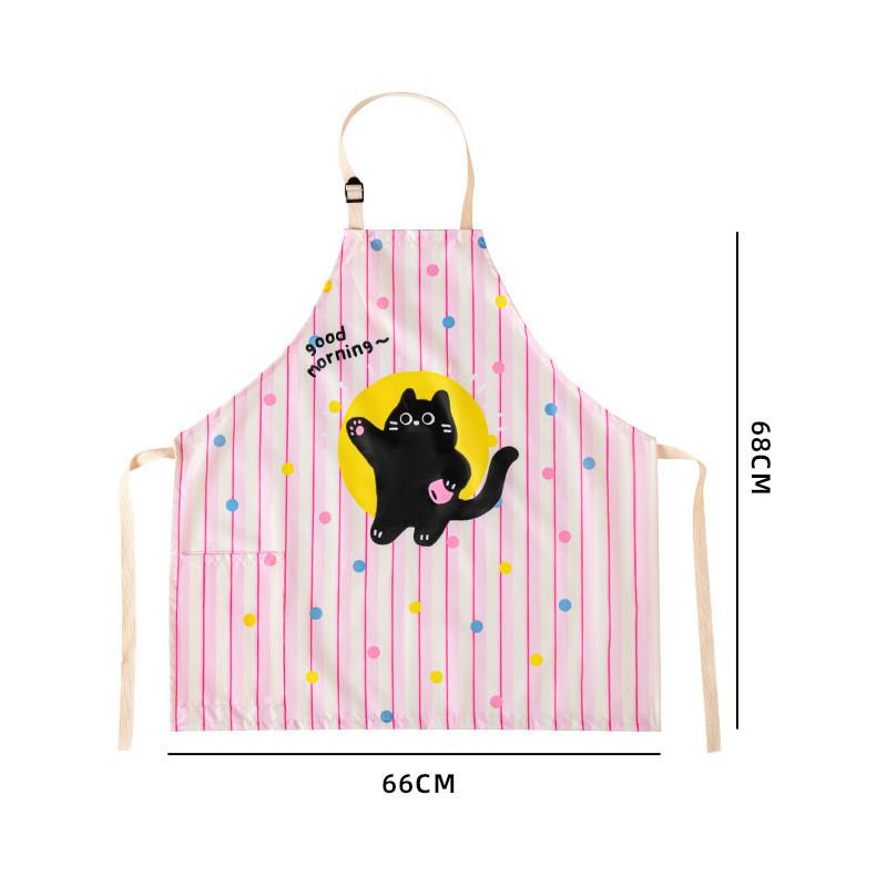 Dopamine Striped Cat Print Apron Waterproof Kitchen Cooking Protective Cover For Adults